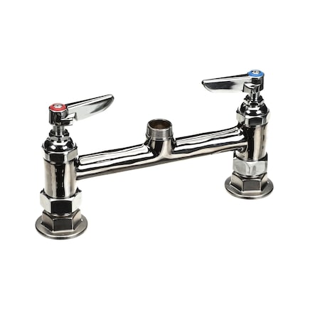 T&S Brass Double Pantry Swivel Base Faucet, Deck Mount, 8 C B-0220-LNCC